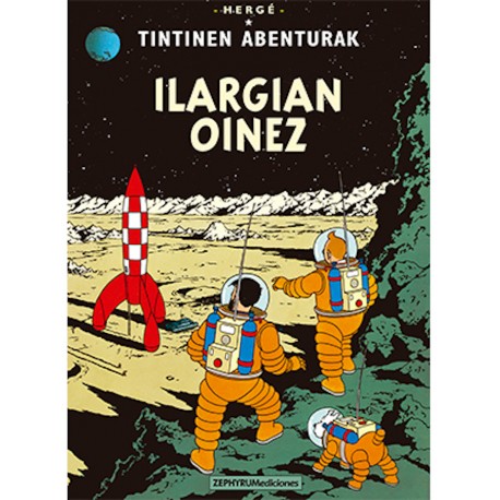 Tintin ilargian oinez komikia - Hergé - Karrikiri Euskal Denda